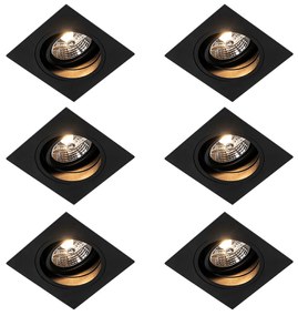 Set 6 becuri Spot modern încastrat negru reglabil - Chuck 70