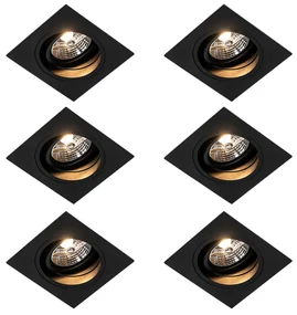 Set 6 becuri Spot modern încastrat negru reglabil - Chuck 70