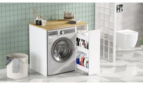 Dulap cu spațiu de depozitare pentru mașină de spălat rufe 88,3x93,5 cm alb/nuc