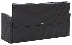Set mobilier de gradina cu perne, 6 piese, negru, poliratan
