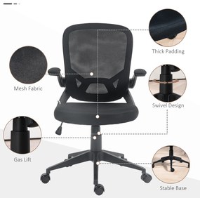 HOMCOM Scaun de Birou Ergonomic cu Înălțime Reglabilă, Scaun de Birou cu Balansoar și Țesătură Respirabilă, 59x58x96-106 cm, Negru | Aosom Romania