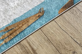 ANDRE 33220 covor lavabil linguri, bucatarie, anti-alunecare - albastru / aur