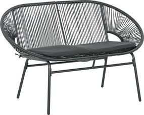 Outsunny Bancă Acapulco cu Brațe, Perne și Cadru din Oțel, Greutate Maximă 260 kg pentru Balcon, Terasă, Grădină 132x72x83 cm Negru | Aosom Romania