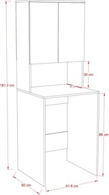 Dulap Baie Adore cu Loc Pentru Masina de Spalat, 3 Rafturi, 2 Usi, Alb, 65 x 182 x 60 cm