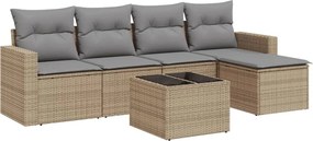 vidaXL Set canapele de grădină cu perne, 6 piese, bej, poliratan