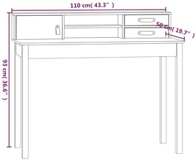 Birou, alb, 110x50x93 cm, lemn masiv de pin Alb