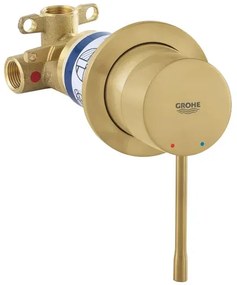 Baterie dus incastrata Grohe Essence auriu periat Cool Sunrise cu corp ingropat