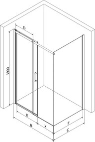 Mexen Omega cabina de duș culisantă 100 x 80 cm, transparentă, crom - 825-100-080-01-00