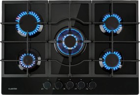 Klarstein Ignito, plită pe gaz, 5 arzătoare, arzător Sabaf, sticlă ceramică, negru