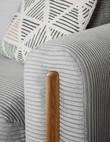 Canapea gri deschis extensibilă/cu spațiu de depozitare cu tapițerie din catifea reiată 244 cm Arcadova – ELTAP