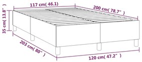 Cadru de pat box spring, gri taupe, 120x200 cm, textil Gri taupe, 35 cm, 120 x 200 cm