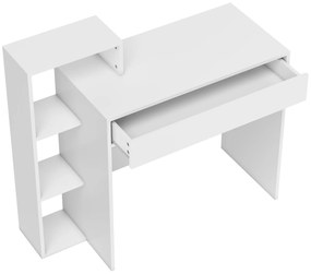HOMCOM Compact Computer Desk with 3 Storage Shelves and Drawer, Space Saving Writing Desk, Study Table for Home Office, 110 x 40 x 92 cm, White | Aosom Romania