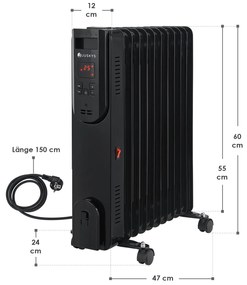 Radiator ulei OH120BL3 cu termostat si display LED, 2500W negru