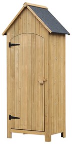 Outsunny Magazie de Scule, casuta de Gradina,  sopron din Lemn, Impermeabila cu Usi si Rafturi 77.5x54.2x179.5cm