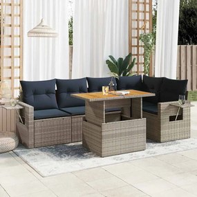 vidaXL Set mobilier grădină cu perne, 6 piese, gri, poliratan