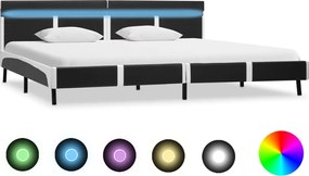 vidaXL Cadru de pat cu LED, gri, 180 x 200 cm, piele artificială