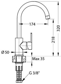 Baterie de chiuvetă ALVEUS 1129054 TONIA 34 cm bej