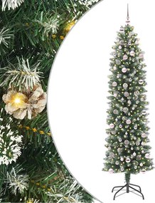 vidaXL Copac Artificial Slăb de Crăciun cu 300 LED Verde și alb 240 cm