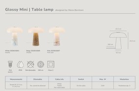 Veioza Design Nordic Minimalist, Marmura, Sticla, Glossy Mini bej