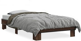 vidaXL Cadru de pat, stejar maro, 90x190 cm, lemn prelucrat și metal