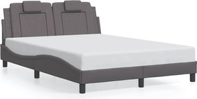 vidaXL Cadru de pat, Viana, fără saltea, gri, 140x190 cm, piele ecologică