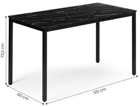 Masă de bucătărie din marmură neagră 120 x 60 cm - masă universală pentru 4-5 persoane