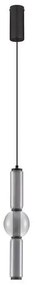 Pendul LED modern, Metal, Negru, Sticla, Fumurie, Ulon