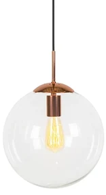Lampă suspendată Art Deco din cupru cu sticlă transparentă 30 cm - Ball 30