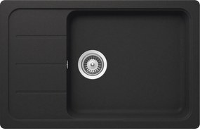Chiuveta bucatarie Schock Formhaus D-100LS Cristalite Onyx 780 x 500 mm, granit, reversibila, montare pe blat, negru metalizat