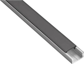 Set profil LED aplicat Glax Mini GTV, din aluminiu, argintiu, cu dispersor negru, 3 m Aluminiu, L:3000 mm; l:14.2 mm; H:6.6 mm, Glax Mini, 10 mm,