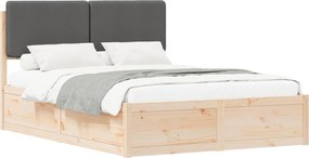 vidaXL Cadru de pat cu tăblie tapițată Gri închis 160 x 200 cm