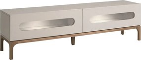 Comoda TV design modern cu iluminare interioara Gray and Walnut