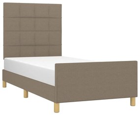 Cadru de pat cu tablie, gri taupe, 90x200 cm, textil Gri taupe, 90 x 200 cm, Cu blocuri patrate