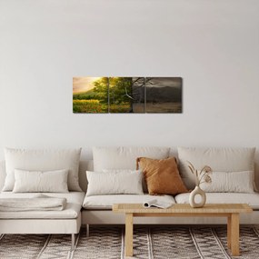Tablou - cercul vieții (cu ceas) (90x30 cm)
