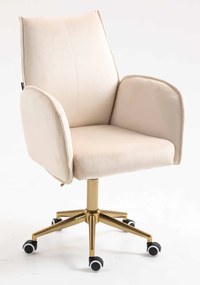 HR280K Scaun Crem din Catifea cu Bază Aurie