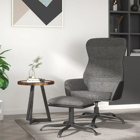 3097458 vidaXL Scaun de relaxare cu taburet, gri deschis, material textil