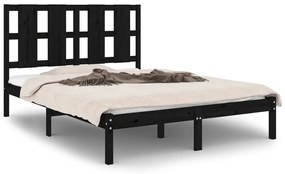 3105599 vidaXL Cadru de pat, negru, 120x200 cm, lemn masiv de pin