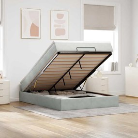 vidaXL Cadru de pat otoman cu saltea Gri deschis 140x200cm catifea