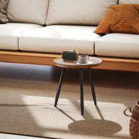 HOMCOM Masă de cafea rotundă pentru living, masă de cafea modernă cu cadru din oțel, pentru living, cameră, Ø 40 x 39 cm, lemn de nuc | Aosom Romania