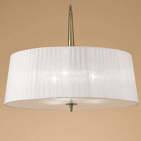 Lustra suspendata clasica LOEWE antique brass/ abajur alb