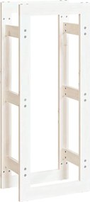 vidaXL Rastel pentru lemne de foc, alb, 41x25x100 cm, lemn masiv pin