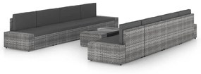 3067176 vidaXL Set mobilier de grădină cu perne, 9 piese, gri, poliratan