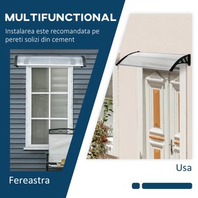 Outsunny Copertină de Exterior din Policarbonat și Aluminiu pentru Ferestre și Uși 110x60cm Transparentă | Aosom Romania