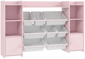 AIYAPLAY Raft de depozitare pentru jucării și cărți, pentru curățenie ordonată, 8 sertare detașabile, Roz | Aosom Romania