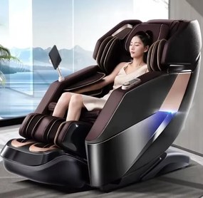 RESIGILAT- Fotoliu de masaj MAXIMUS, AI voce, Incalzire, Bluetooth, Display, Ecran tactil, Controler rapid cotiera, Zero Gravity, 2 Boxe, Moduri Automate, Suport Picioare extensibil, Piele Ecologica Premium, Negru