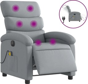 vidaXL Fotoliu electric de masaj rabatabil, gri deschis, microfibră