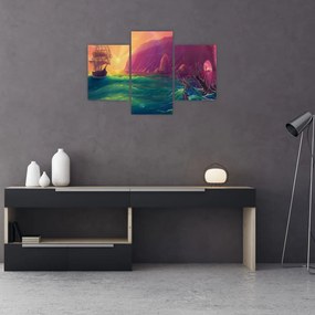 Tablou - Pictură în ulei, călătorie într-un țărăm fantastic (90x60 cm)