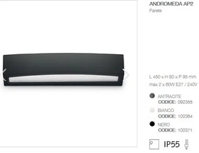 Aplica de perete exterior cu iluminat up-and-down IP55 ANDROMEDA AP2 negru 100371