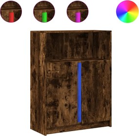 vidaXL Dulap cu LED, stejar fumuriu, 77x34x100 cm, lemn prelucrat