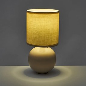 Veioză bej din ceramică cu abajur textil (înălțime 24,5 cm) – Casa Selección